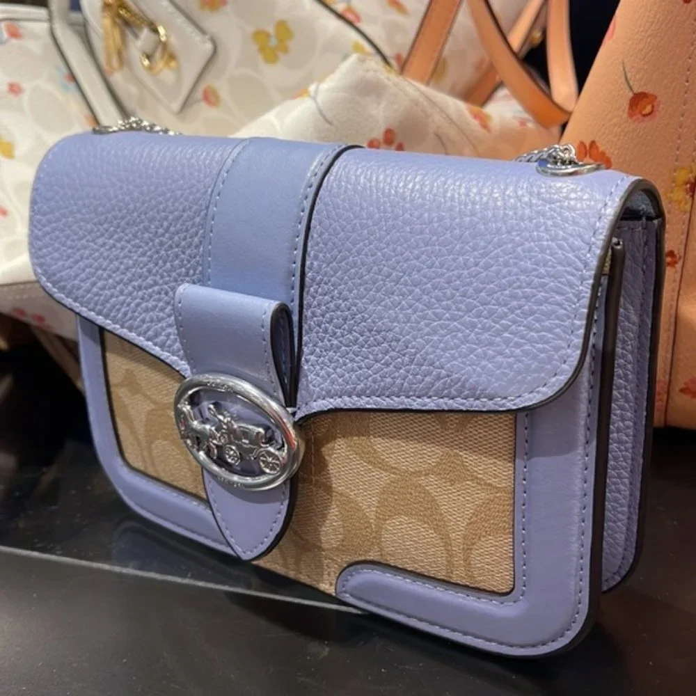 Coach Georgie Crossbody In Signature Canvas Light Khaki / Marble Blue - Picture 8 of 16